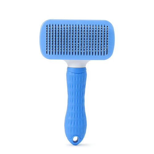 PurrSweep self-cleaning pet brush in blue